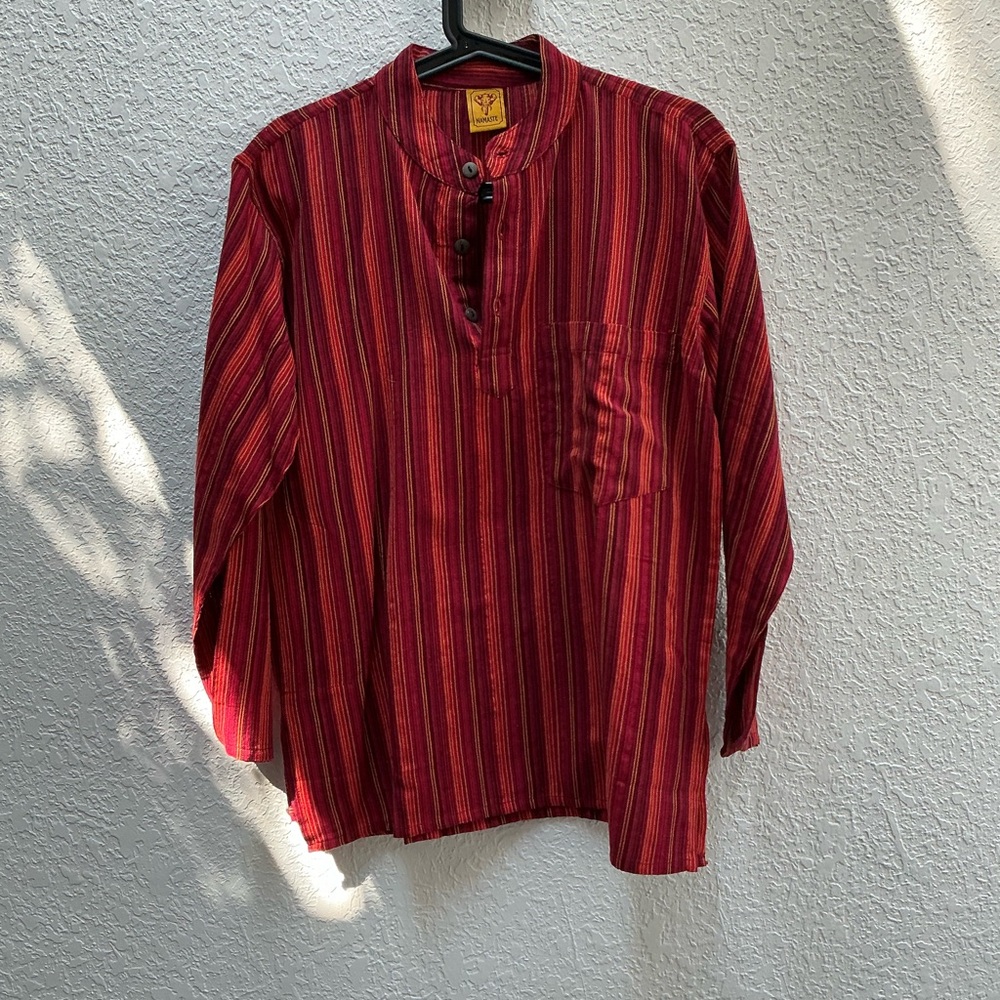 Red Striped Blouse with Relaxed Fit